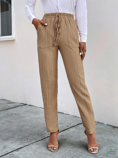 Kezia - textured drawstring pants with pockets