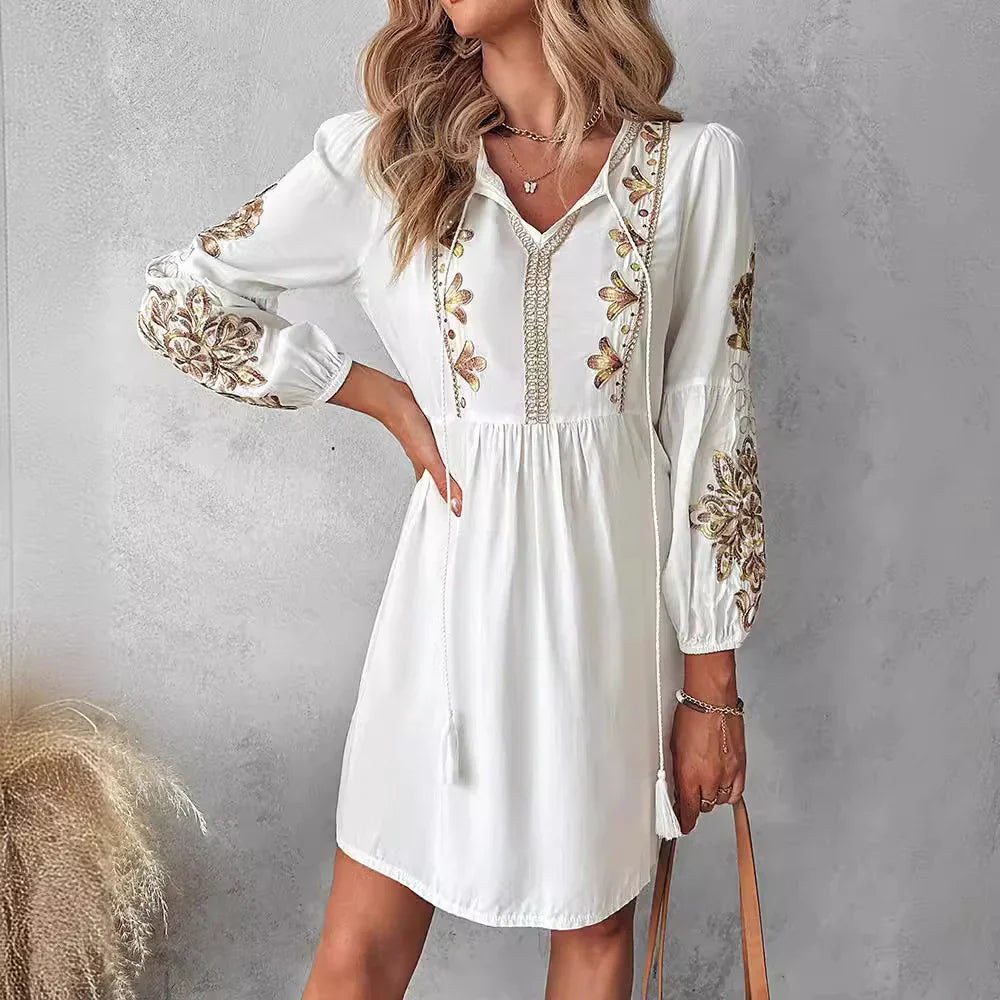 Jara - Comfy Embroidered Dress with Straps