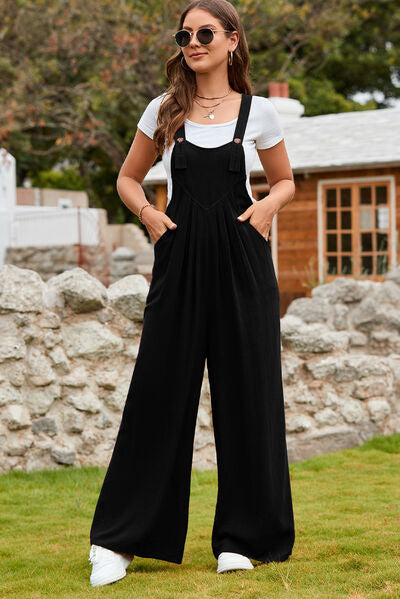 Women’s Wide-Leg Overalls - Relaxed Fit - Adjustable Straps - Casual Bib Jumpsuit