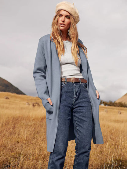 Women's versatile casual lapel midi coat