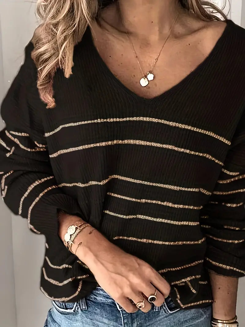 Loose Striped Spliced Knit Sweater