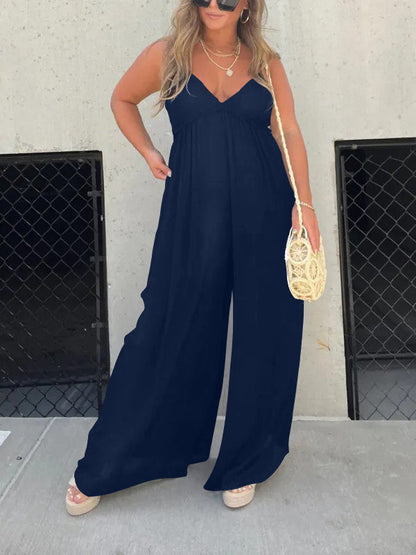 Women's v-neck trousers with wide legs