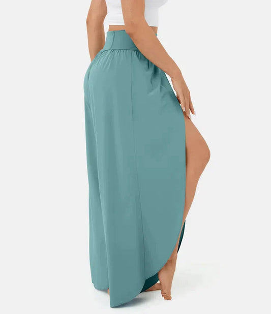 High Waist Asymmetrical Hem Trousers