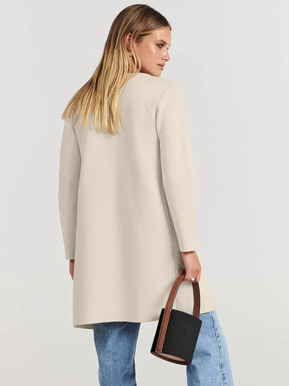 Women's versatile casual lapel midi coat