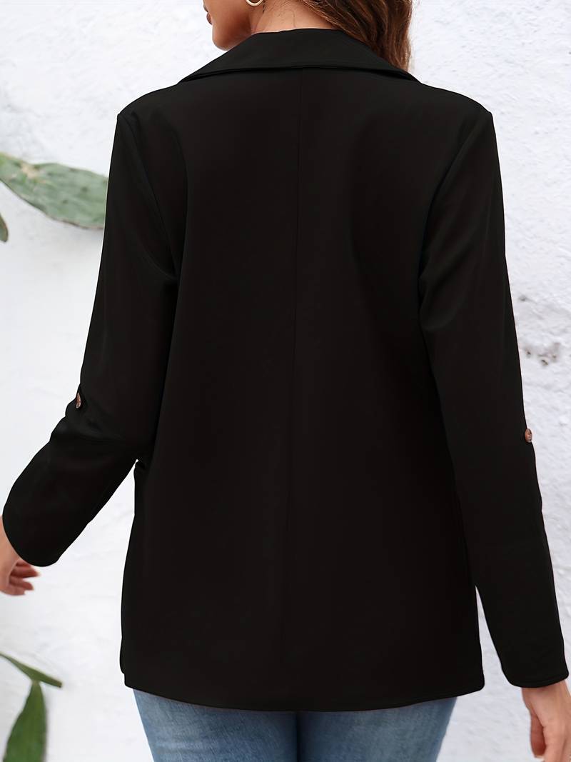 Women's casual open front blazer with lapel collar