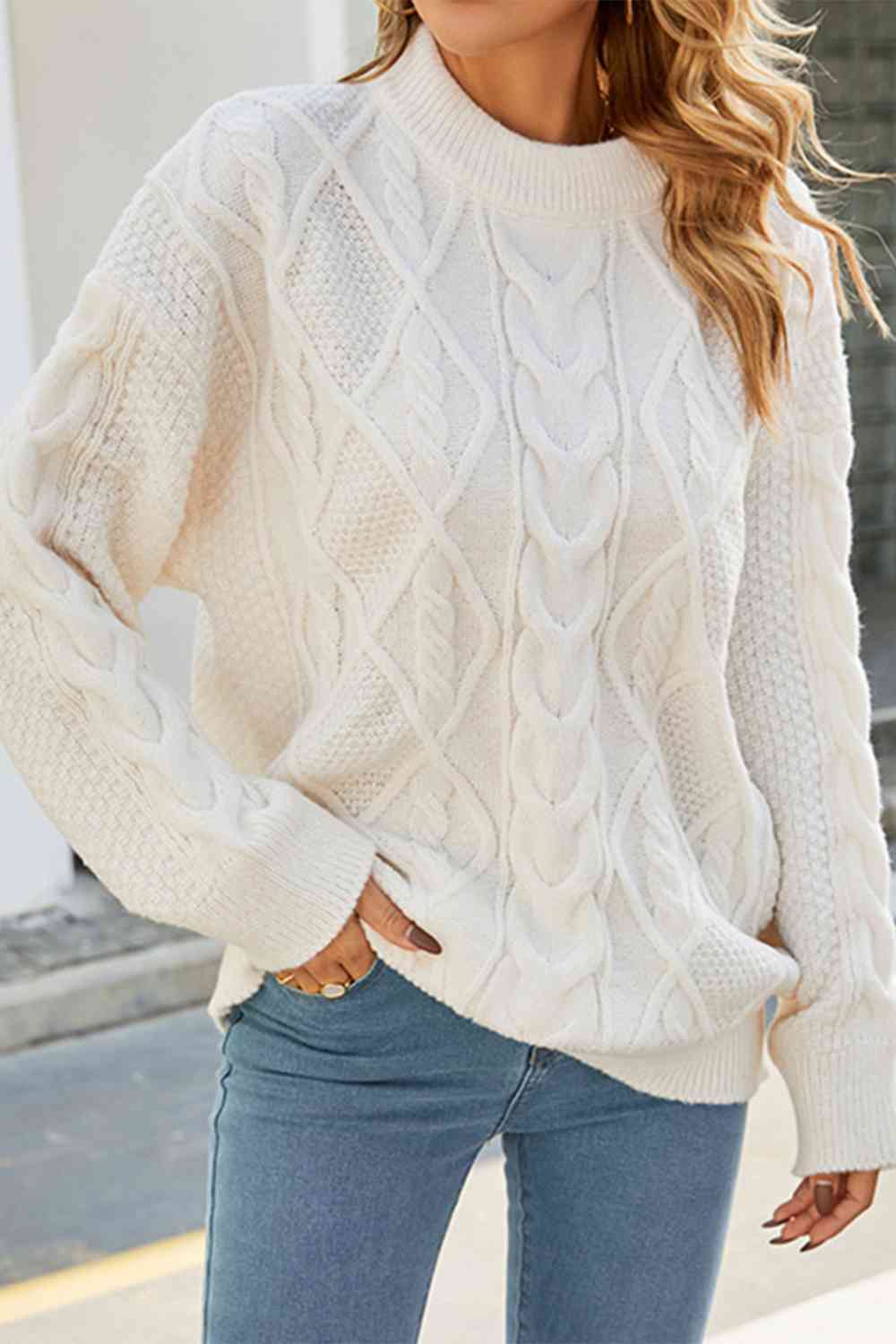 Olga - cable-knit long sleeve sweater