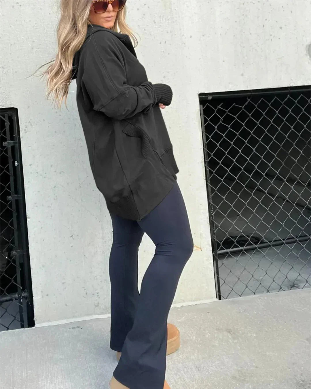 Women's casual plain long slave hoodie