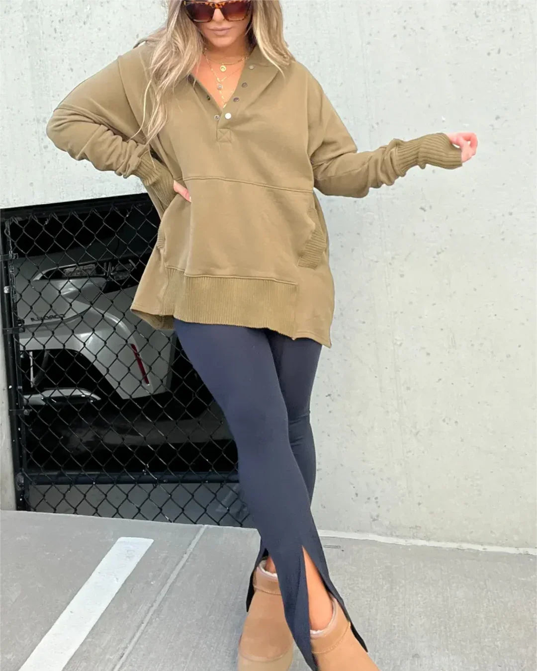 Women's casual plain long slave hoodie