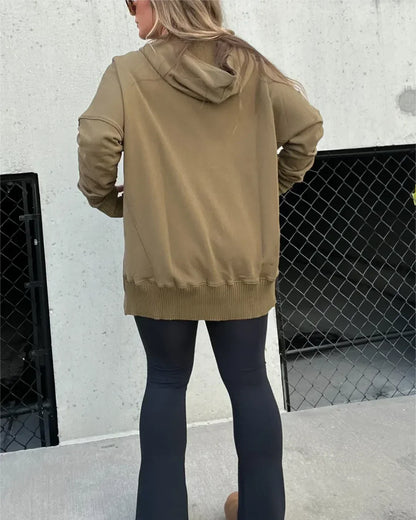 Women's casual plain long slave hoodie