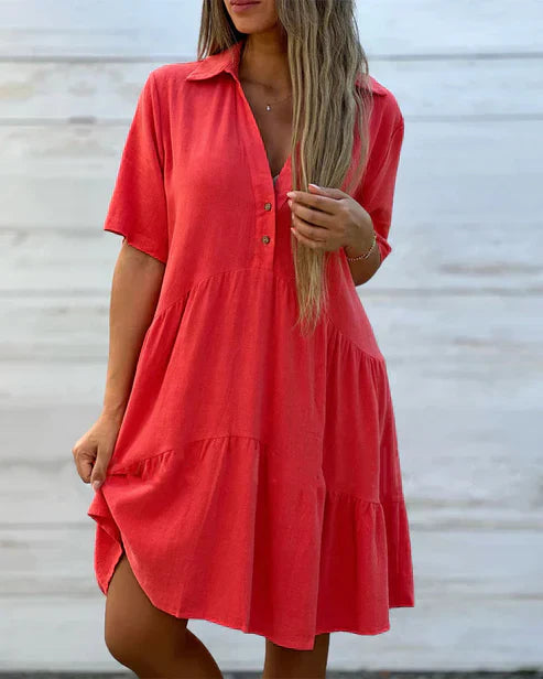Tiered A-Line V-Neck Casual Dress