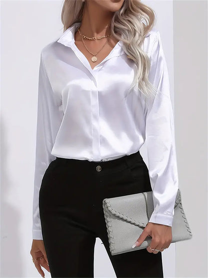 Women's button-down glossy shirt