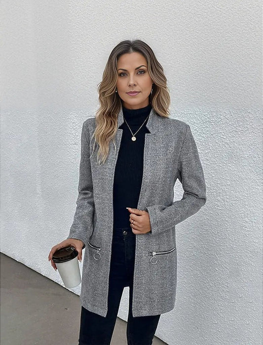 Stylish Gray Long Sleeve Blazer