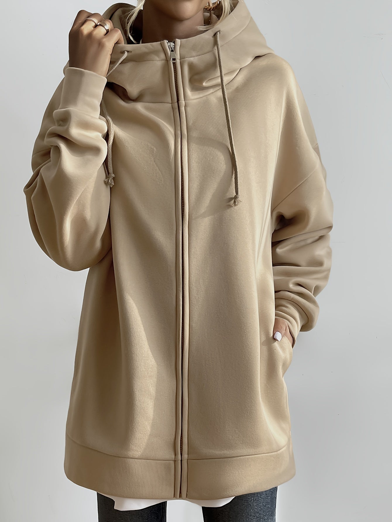 Women's casual sports parka hoodie with zip