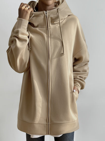 Women's casual sports parka hoodie with zip