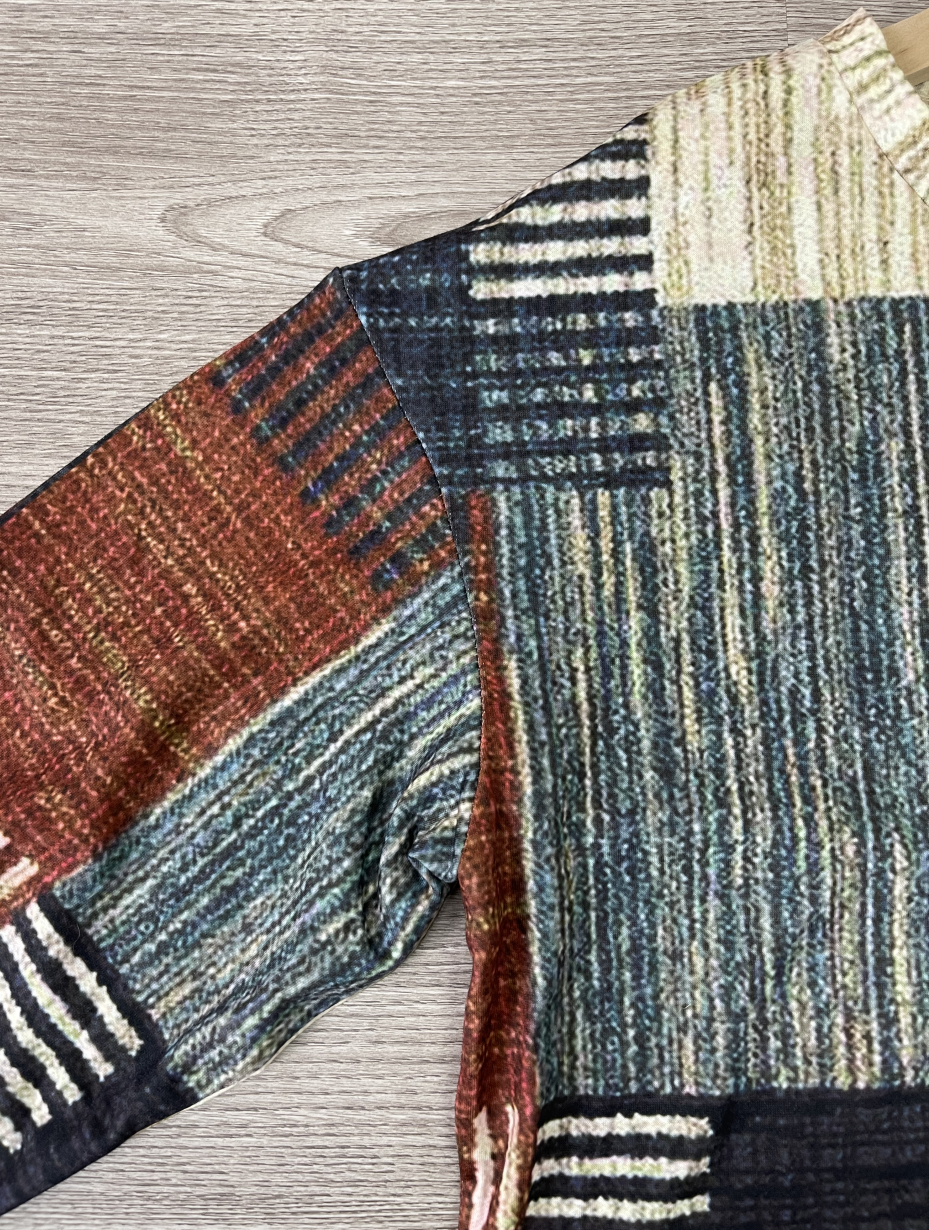 Relaxed Fit Knit Patchwork Sweater Dress