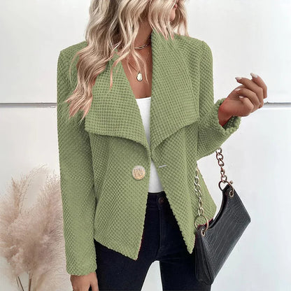 Women's lapel collared cardigan