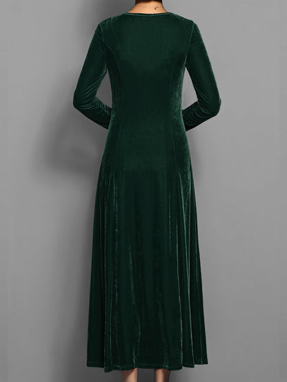 Round neck long sleeve maxi dress for women