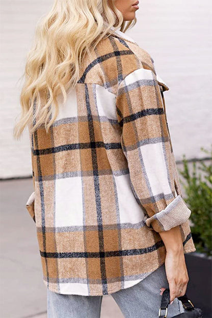 Women's Plaid Shacket - Relaxed Fit - Button Down - Long Sleeve Casual Layering Shirt