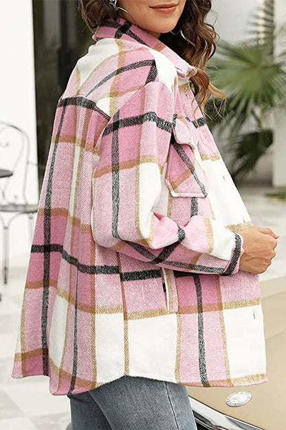 Women's Plaid Shacket - Relaxed Fit - Button Down - Long Sleeve Casual Layering Shirt