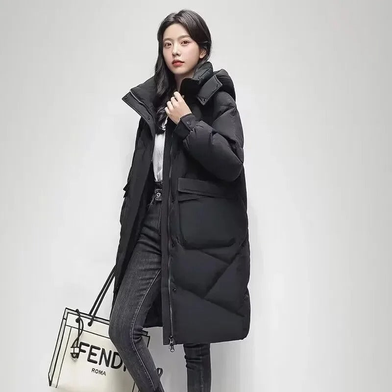 Long padded puffer winter jacket for women