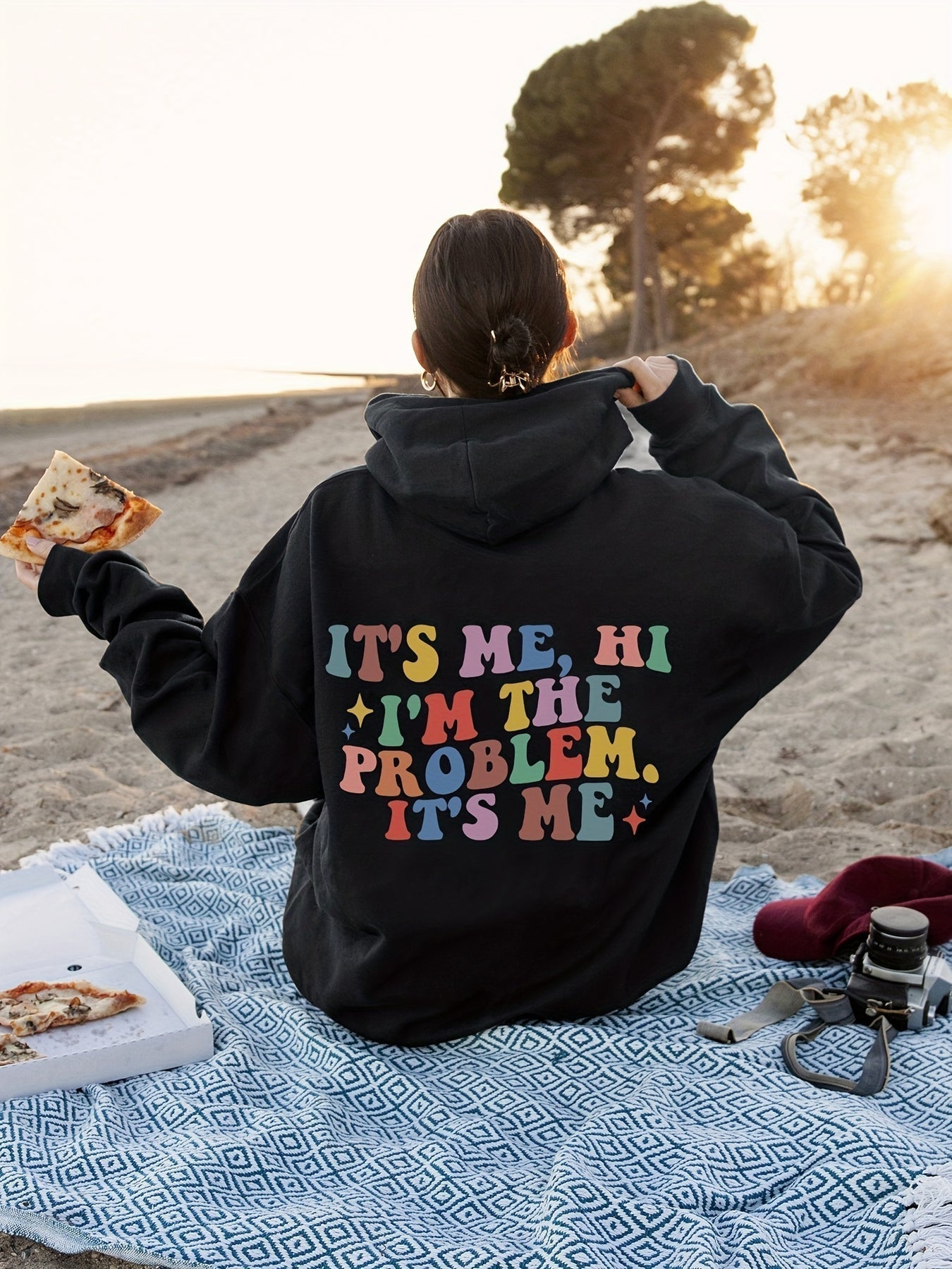 Women's letter print long-sleeve hoodie pullover