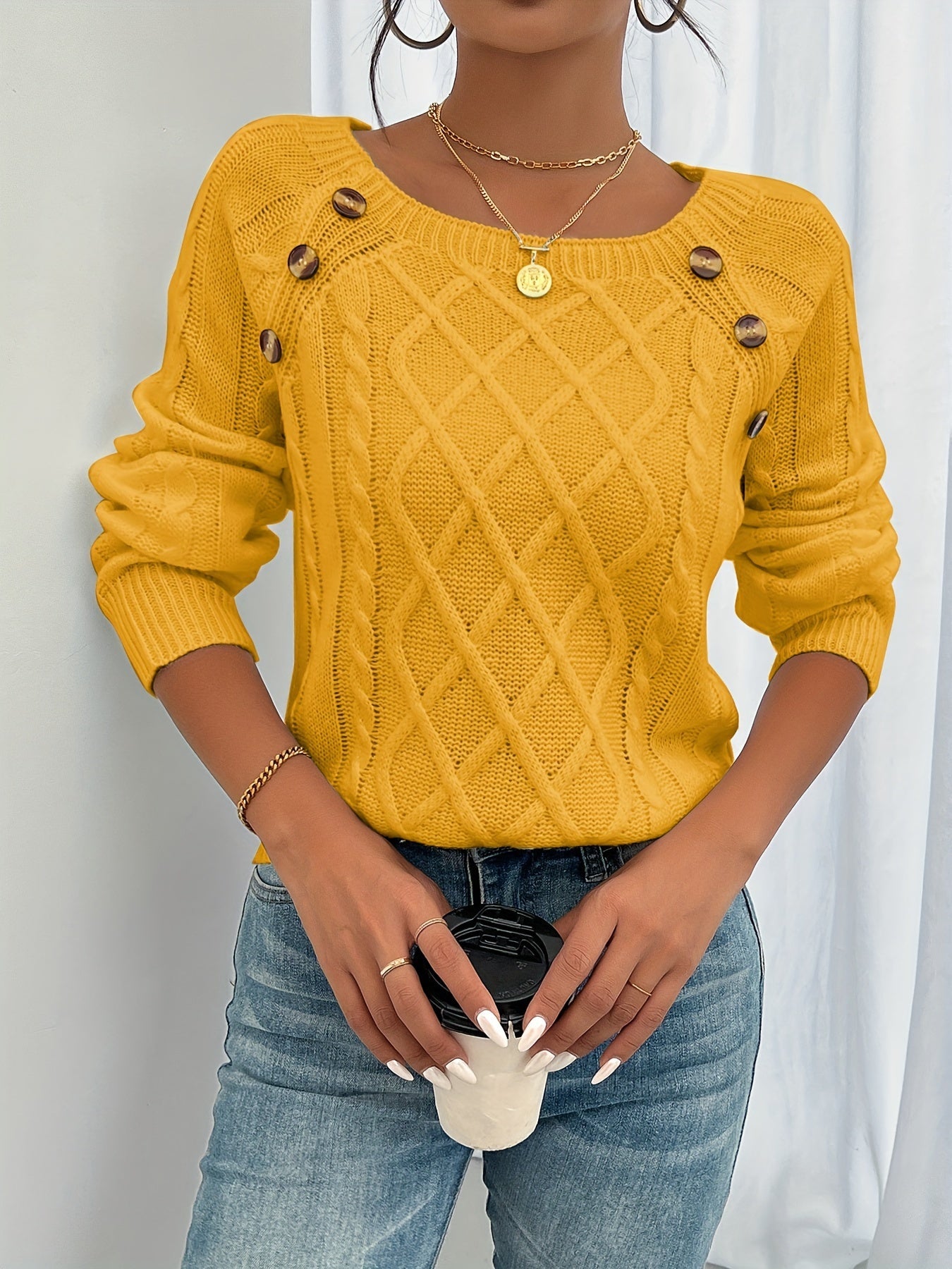 Cable Knit Relaxed Fit Knit Top 