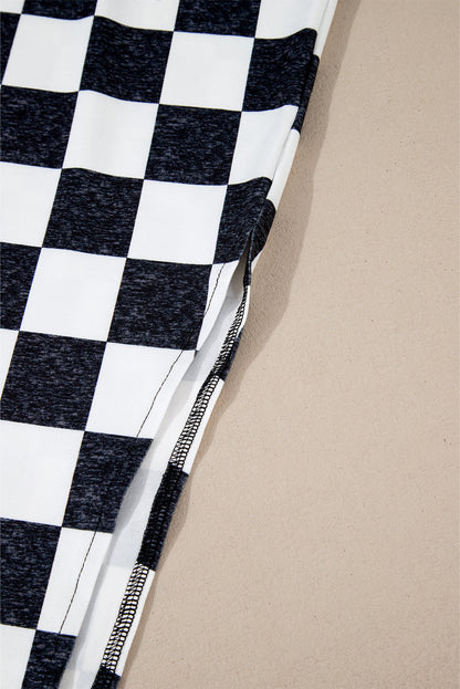 Retro medium-length plaid skirt with slit for women