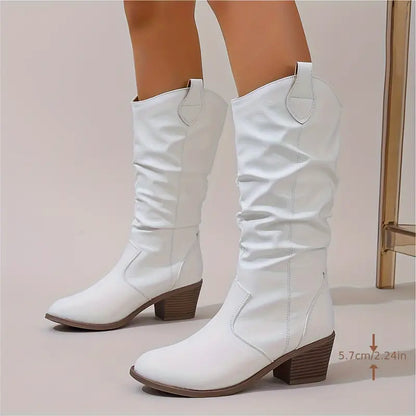 Women's high heel maillard v-mouth skinny boots