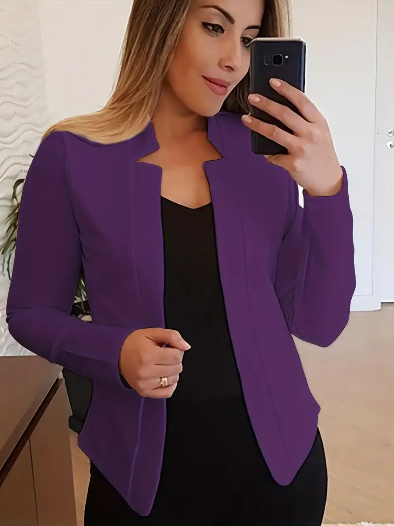 Women's elegant long-sleeved blazer for spring with open front