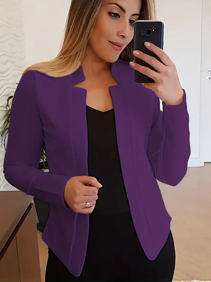 Women's elegant long-sleeved blazer for spring with open front