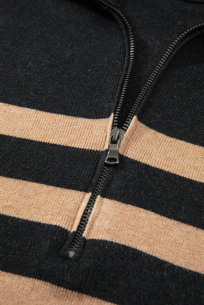 Trendy casual long-sleeved stripe pattern pullover sweater for women