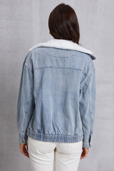 Finja - snap down collared neck denim jacket