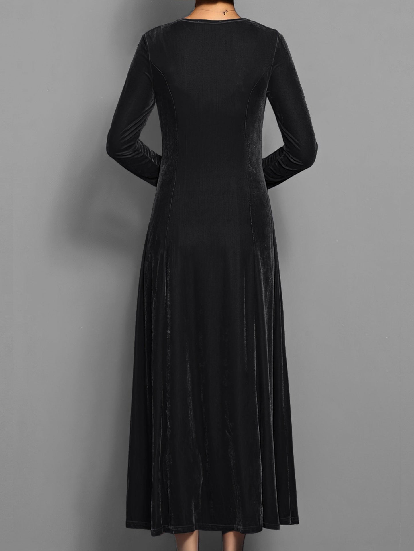 Round neck long sleeve maxi dress for women