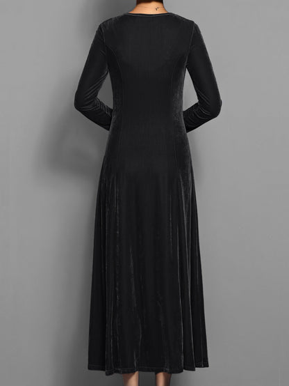 Round neck long sleeve maxi dress for women