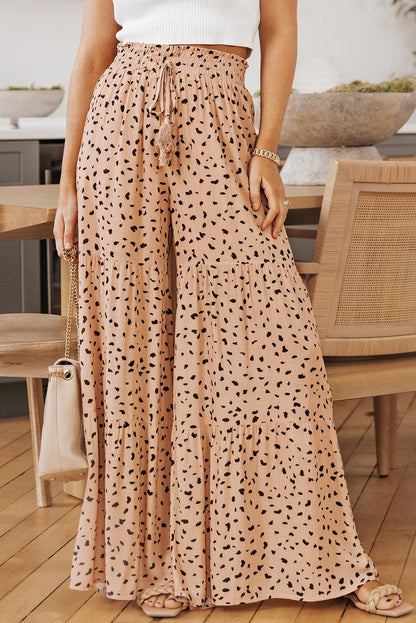 Women's printed tiered wide-leg pants