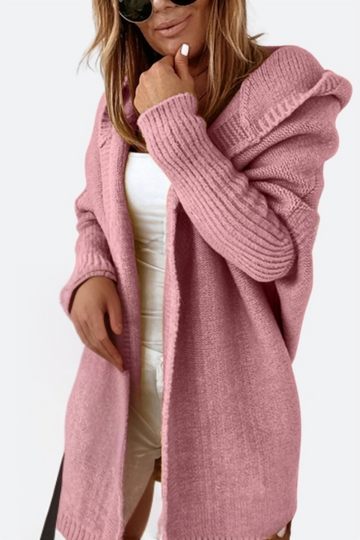 Women's bat-wing hooded knit cardigan