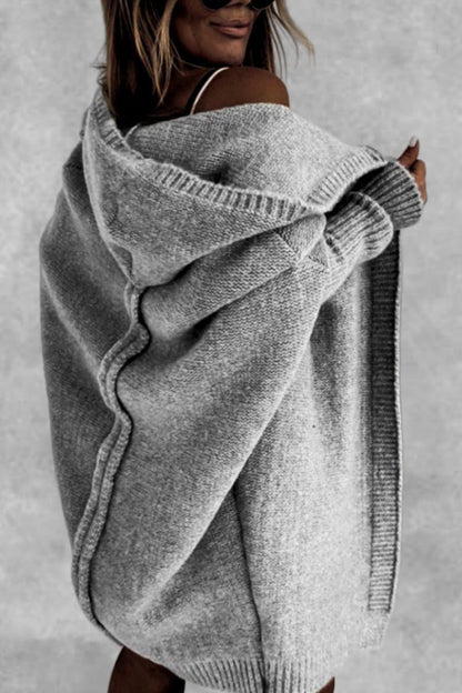 Women's bat-wing hooded knit cardigan