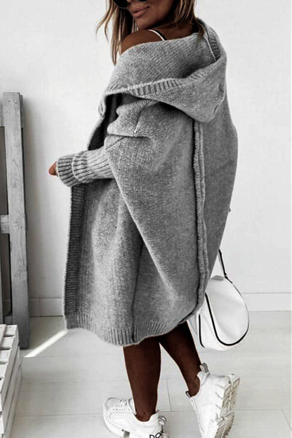 Women's bat-wing hooded knit cardigan