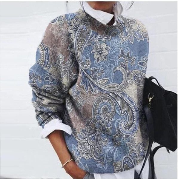 Women's long sleeve floral print sweater