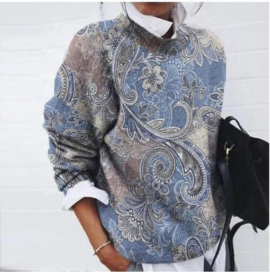 Floral Print Long Sleeve Sweater