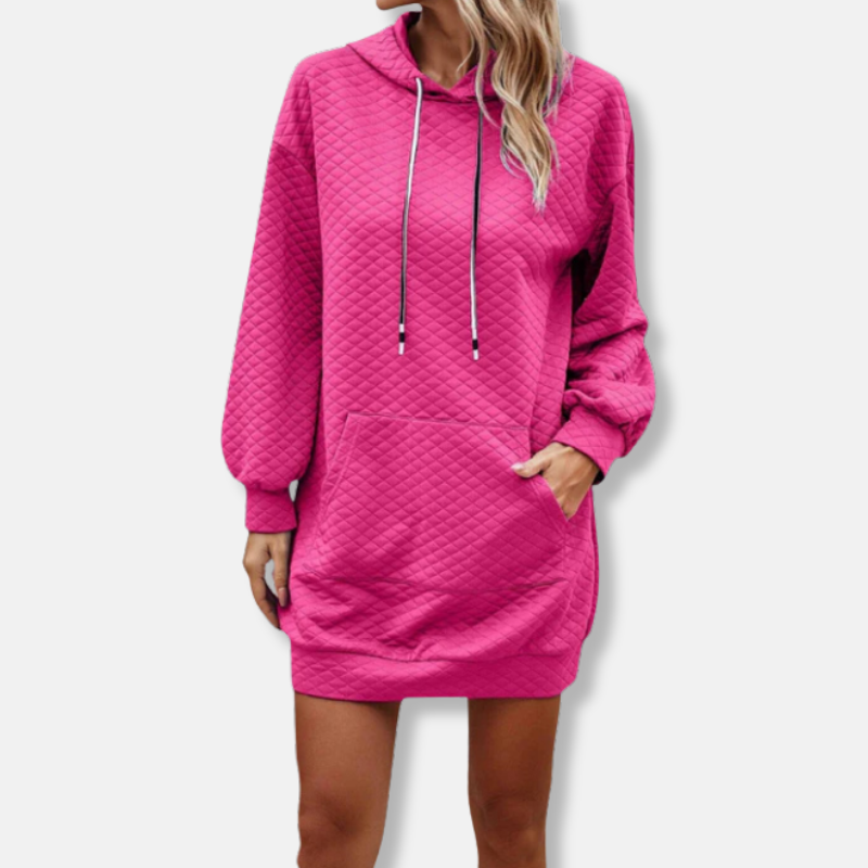 Quilted Diamond Oversized Hooded Mini Dress 