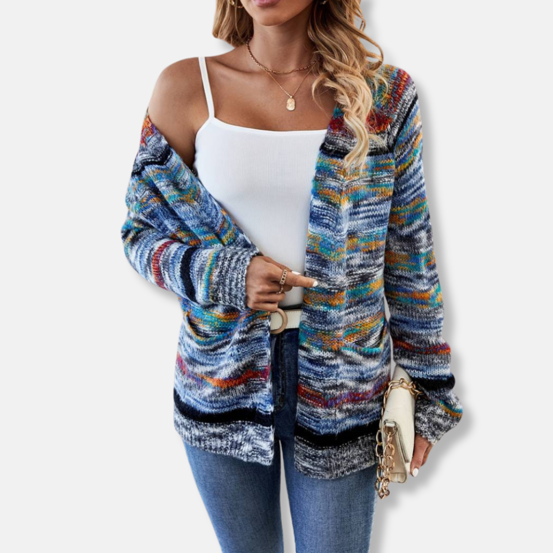 Striped Long Sleeve Colorful Cardigan
