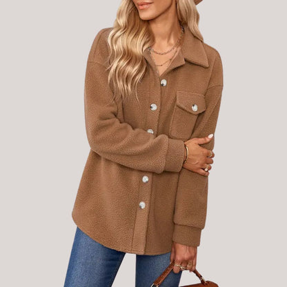 Women's autumn winter fashion lapel plush jacket