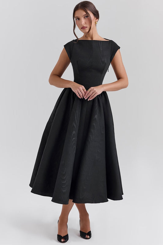 Satin-Like Sleeveless A-Line Midi Dress