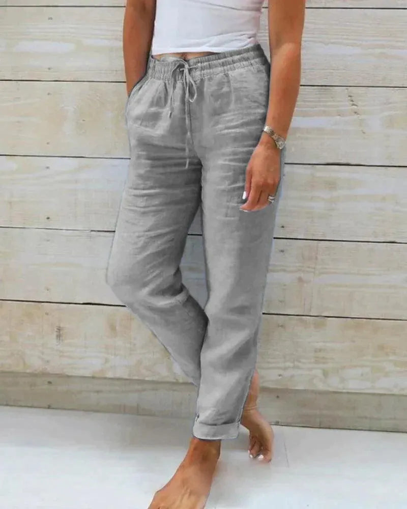 Breathable Relaxed Fit Elastic Waist Trousers
