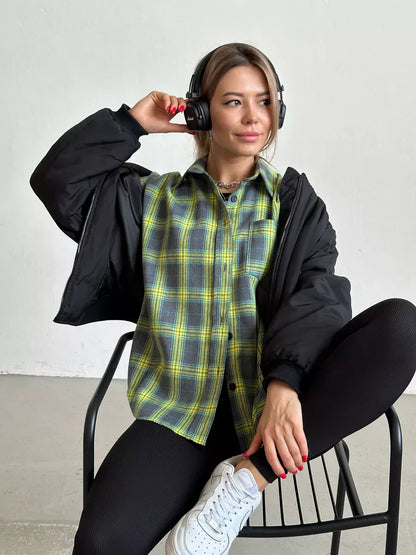 Women's elegant checked flannel shirt