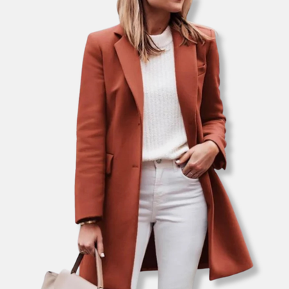 Olivia Wool Trench Coat | Collared Mid-Thigh Coat