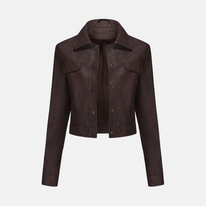 Women’s Jacket - Faux Suede - Cropped Length - Snap-Button Front