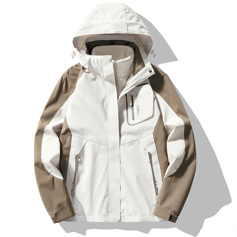 Women's waterproof windproof jacket with detachable fleece liner