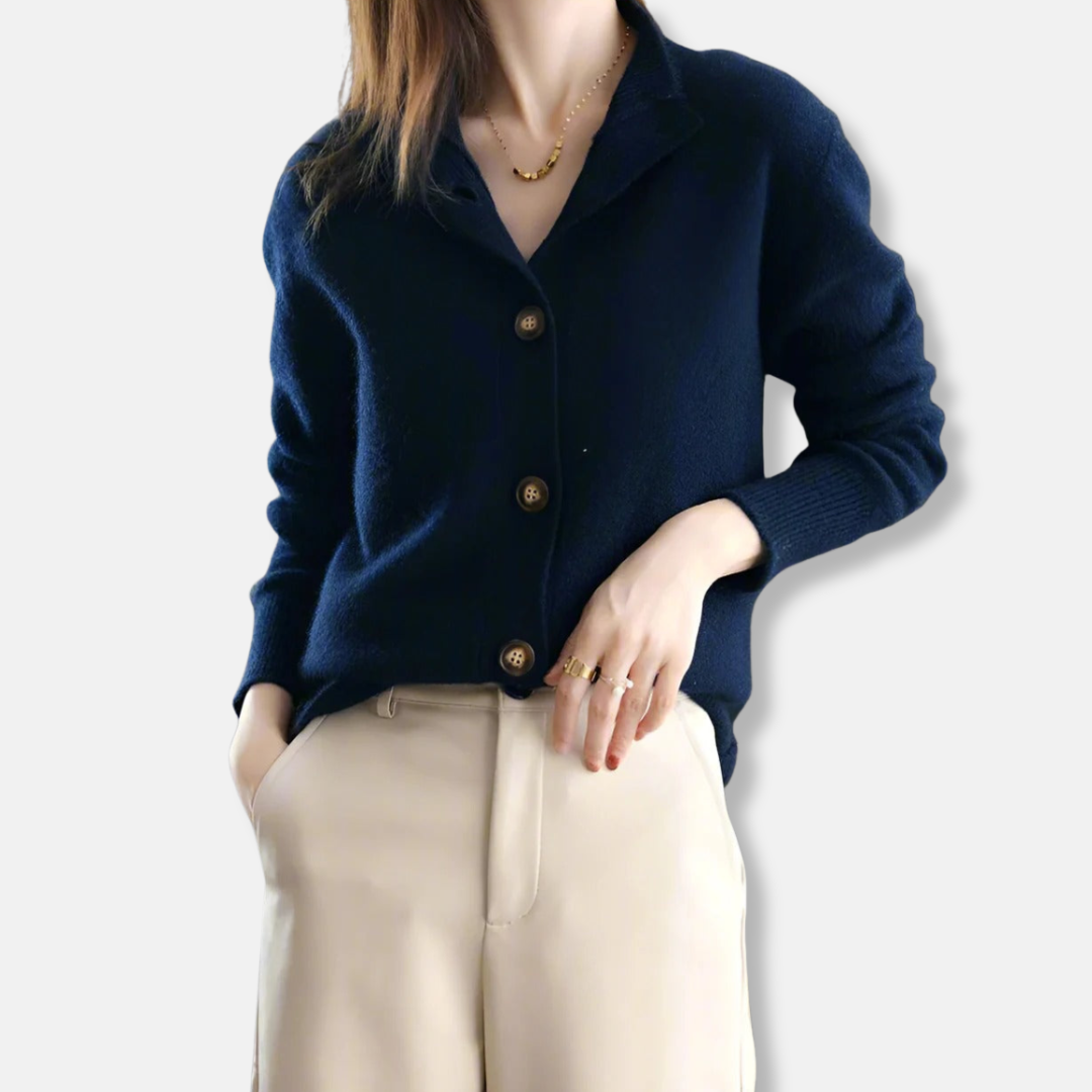 Knit Relaxed Fit Mock Collar Cardigan